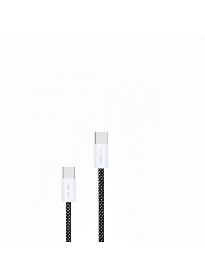 فين ديونز كابل VEN-DENS USB-C إلى USB-C للشحن السريع ونقل البيانات، كابل متين مضفر من النوع C للهواتف الذكية والأجهزة اللوحية وأجهزة الكمبيوتر المحمولة - أسود - Image 2